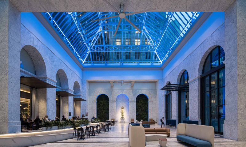 The glass-roofed Conservatory at One Sansome in San Francisco